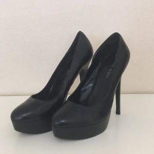 Black leather heels